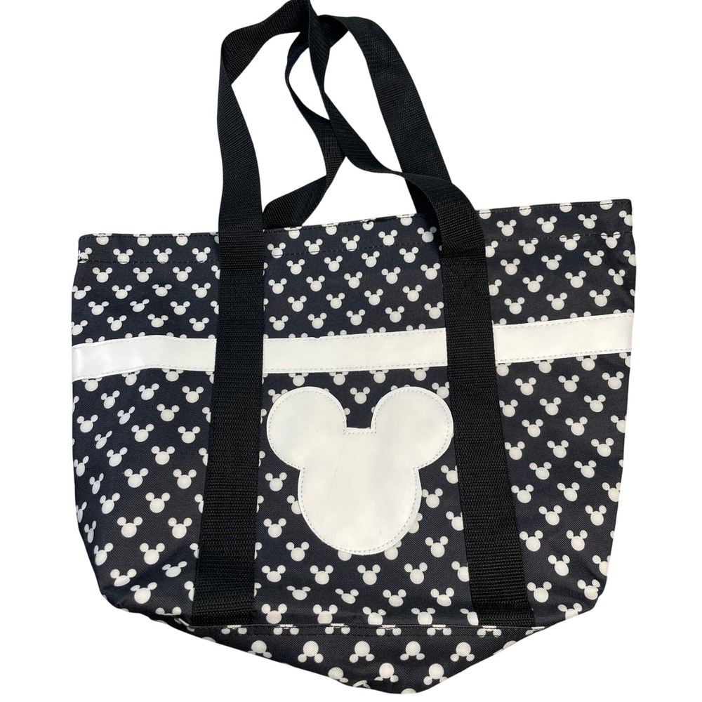 Disney Tote Bag Unisex Large Black White Mickey Mouse Silhouette Print Canvas